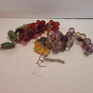 Vintge Set Of 2 Acrylic Grape Bunches. 8" Each